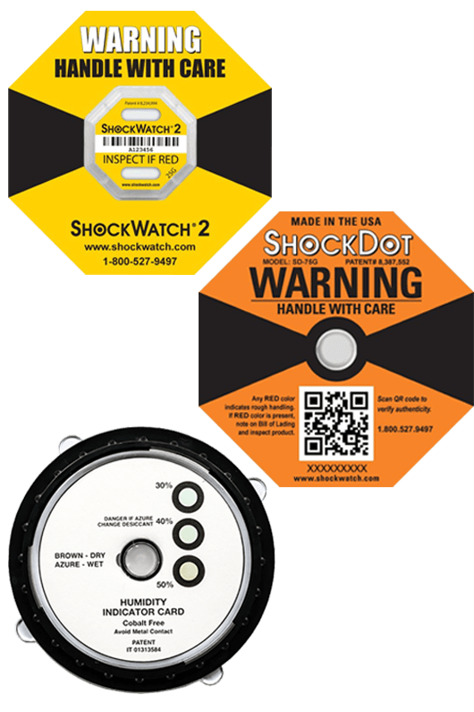 sensori di protezione smapacking sma packing spedizione sensore protezione ShockWatch damage prevention